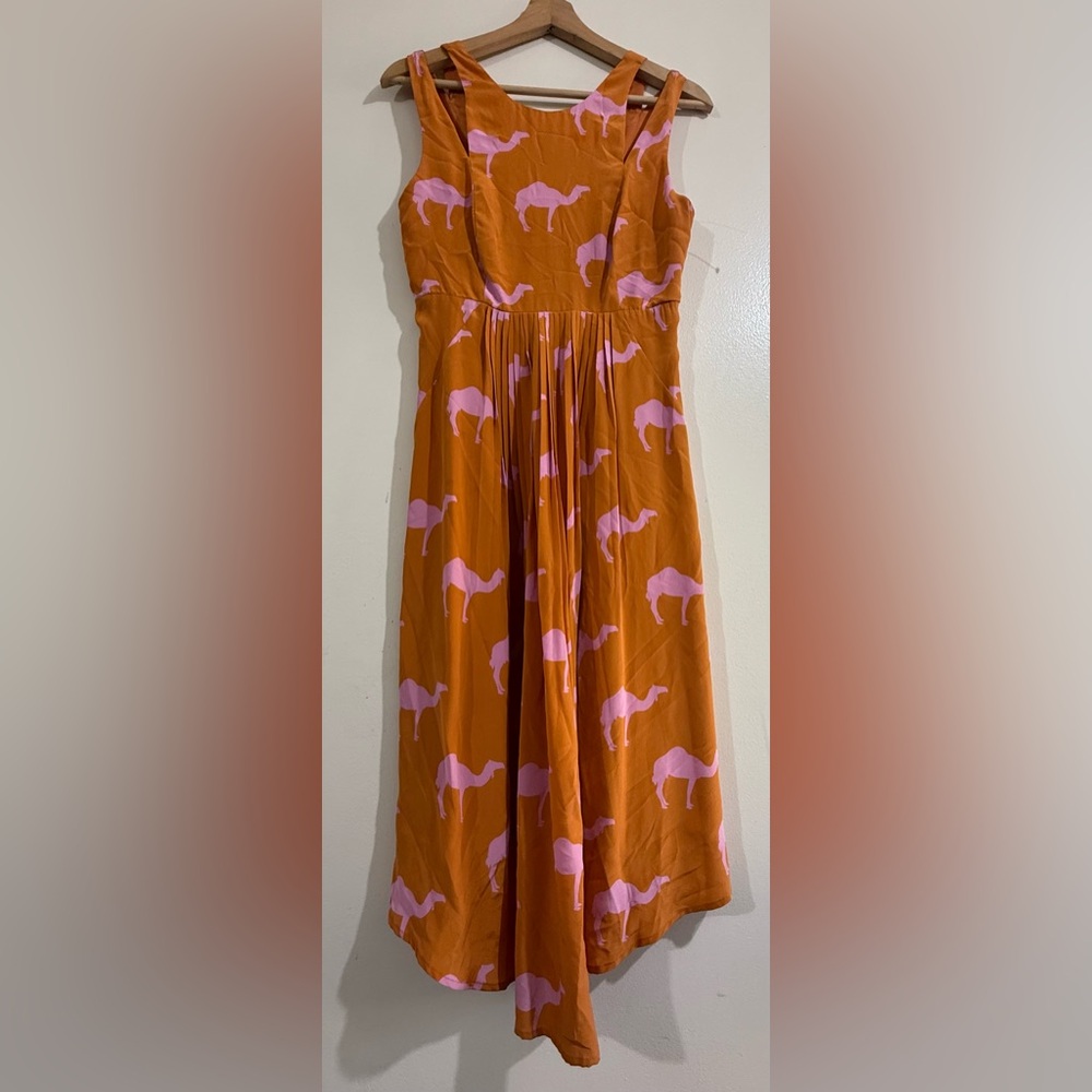 CHARLOTTE BY CHARLOTTE TAYLOR Sleeveless Orange Dress with Pink Camel Print